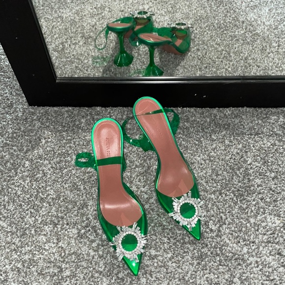 Amina Muaddi Shoes - FINAL PRICE DROP Amina Muaddi Green PVC Begum Heels
